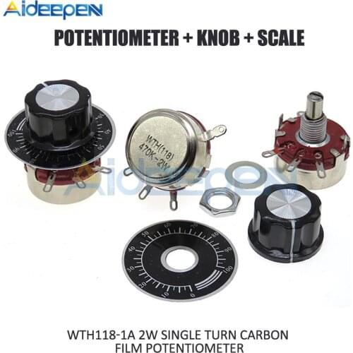 1 Set WH118 Single Coil Carbon Film Potentiometer WTH118-1A 2W 100K 220K 470K 470 Ohm DIY Kit Part Potentiometer