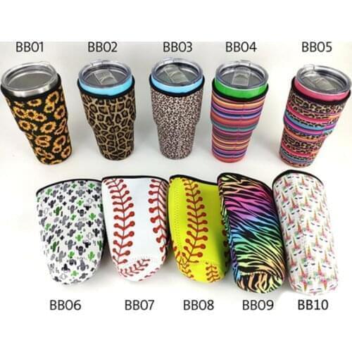 100pcs 15 Styles Leopard Print Rainbow Cactus Water Bottle Cover Neoprene Insulated Sleeve bag Case for 30oz Tumbler Cup
