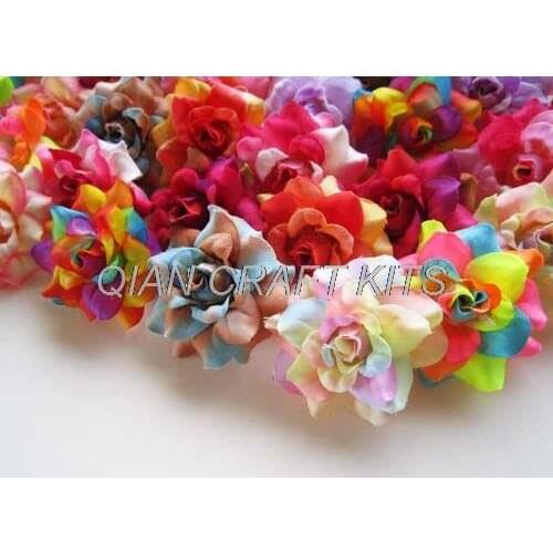 100pcs velvet high quality Mix color mini Roses Heads - Artificial Silk Flower - 1.75 inches for Wedding Work, Make Hair clips
