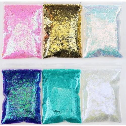 2-5mm 50Grams Holographic Mermaid Star Nail Glitter Sequins, Four-pointed Star Ultra-thin Iridescent Flakes Chunky Glitters