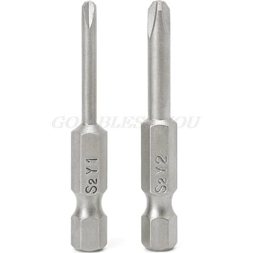 2 Pcs 50mm Magnetic 1/4'' Hex Shank Tri-wing Y Tip Head Screwdriver Bits Set Drop Shipping