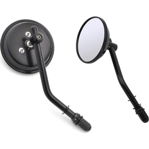 2pcs 8mm Retro Rear View Round Mirror For Harley Davidson Sportster Softail Road Black Universal