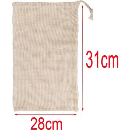 2pcs All cotton environmental protection mesh bag drawstring binding net bag Shopping bag Fruit mesh bag vegetable mesh bag