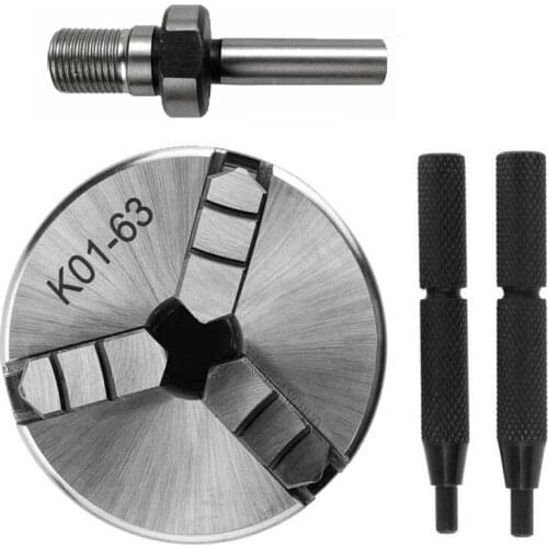 3 Jaw Lathe Chuck 63mm Safety Mini Lathe Chucks K01-63 3-Jaw Self Centering Chuck+ Chuck Connecting Rod