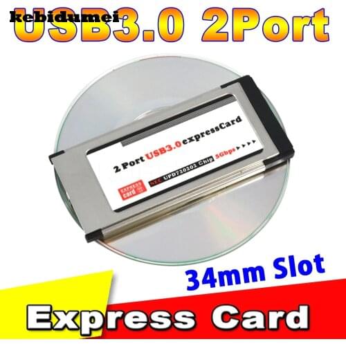 Kebidumei PCI Express to USB 3.0 PCI Express Card Adapter 5Gbps PCMCIA Dual 2 Ports Chipset 34mm Slot Express Card Converter