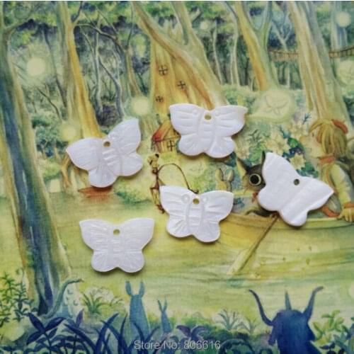 17*12MM 24Pcs Natural Shell Beads Butterfly Stone Necklace Pendant Jewelry Accessories