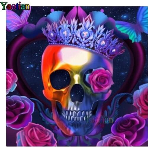 Diamond Mosaic Color Skull Rose Butterfly Diy Diamond Painting Crafts Embroidery Cross Stitch Full Square Rhinestone