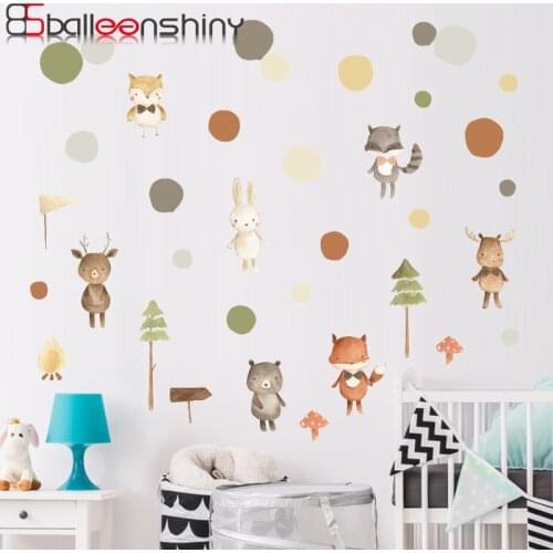 BalleenShiny Lovely Forest Animal Wall Sticker Children Room Bedroom Background Decoration Nursery Home Fridge Cabinet Sticker