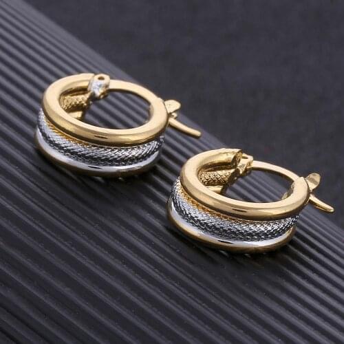 Two Tone Hoop Earrings Trendy Ethiopian African India Earrings Jewelry For Men Women