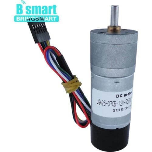 Bringsmart JGA25-370GB Gear Encoder Motor DC 12 Volt Low Speed Brush Motor Mini Geared Electric Motor Fully Enclosed Encoder