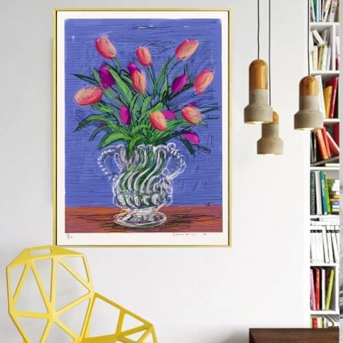 Classic Wallpaper David Hockney Flower Vase Canvas Painting Print Living Room Home Decoration Artwork Modern Wall Art Poster HD