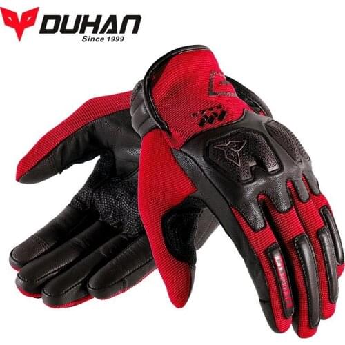 Summer Breathable Mesh DUHAN Motorcycle Gloves Rider Ridding glove Leather touch screen Anti-fall Wearable Tear resistance TPU