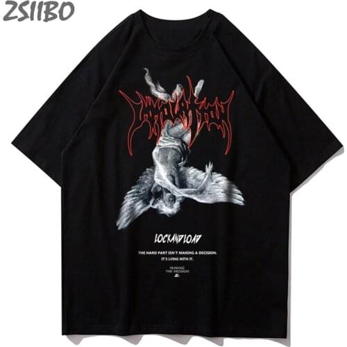 Oversize Men/Women T-shirts Harajuku Summer Tops Fallen Angel Funny Print Unisex Casual Tshirt Streetwear T Shirt Cotton Loose