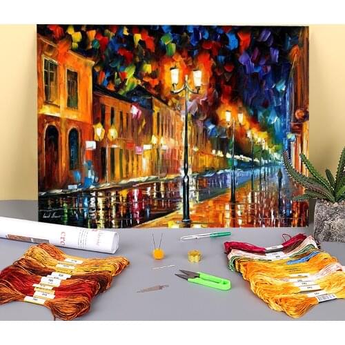 Sleeping City Printed 11CT Cross-Stitch Embroidery Complete Kit DMC Threads Handiwork Hobby Painting Handmade Different