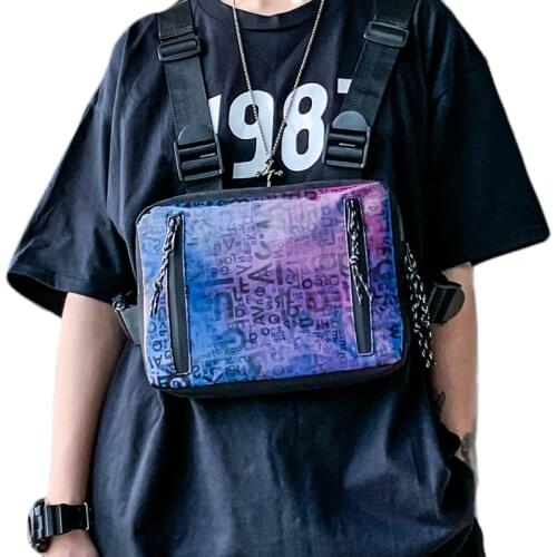 New Graffiti Hip-Hop Chest Bags For Women Fashion Oxford Double Opening Rectangle Man Streetwear Chest Rig Bag Waist Pack