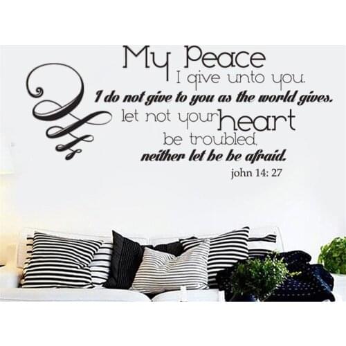John 14:27 Wall Decals My Peace I Give Unto You Quotes Mural Stickers Removable Vinyl Bedroom Livingroom Decor Poster RU2510