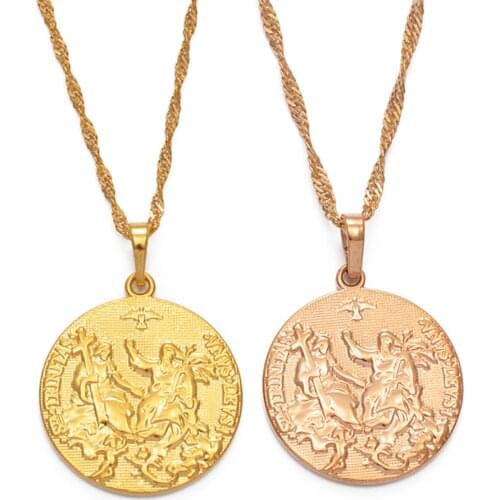 Anniyo Holy Spirit Cupid Jesus Necklace Pendant Gold Color Cross Necklaces for Women Men Christianity Religious Jewelry #050704