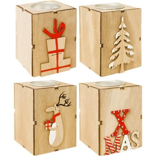 Candle Holder Wood Exquisite Mini Creative Festive Atmosphere Decoration 3pcs Cute Durable Festival Supplies Christmas Ornament