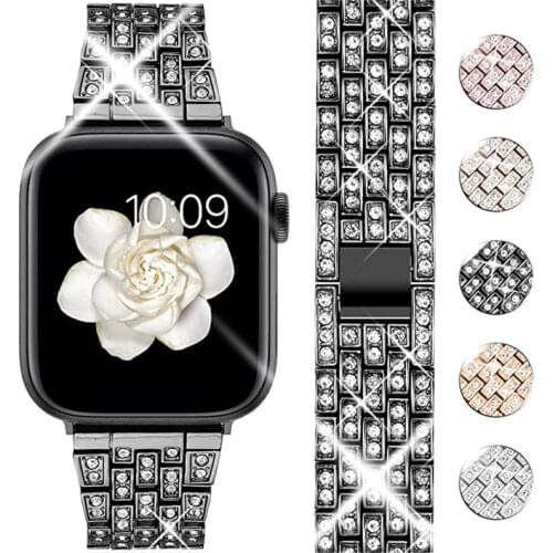 Women Jewelry Diamond Strap for Apple Watch Band 44/40mm 38/42mm Stainless steel Belt for iWatch Bands Serie SE 6 5 4 3 Bracelet