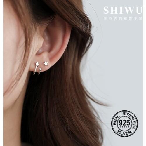 S925 Sterling Silver Earrings For Women Stars Simple Korean Fashion Cool Style Temperament Anti-Allergic Luxury Jewelry INEFFA