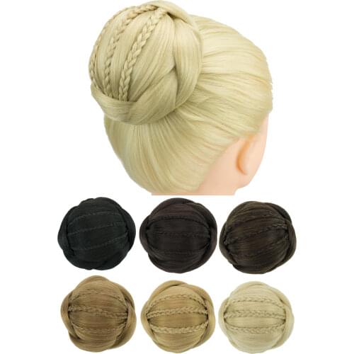 Soowee Synthetic Hair Chignon Hairstyles Fake Hair Bun Cover Uman Hair for Bradis Hair Scrunchies Hairpieces Hair Donut