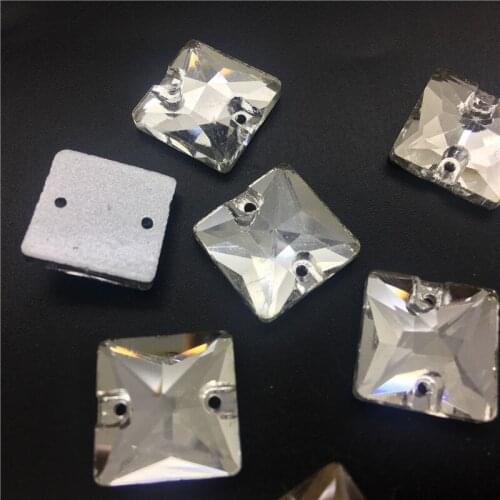 TopStone 8 10 12 mm Square sew on Rhinestone Crystal clear Color Glasss Crystal Sew on Stone