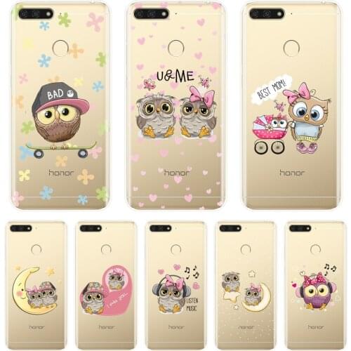 TPU Owl Moon Heart Phone Case For Huawei Y5 Y6 Y7 Prime 2018 Y9 2019 Soft Silicone Back Cover For Huawei Y3 Y5 Y6 II Y7 2017 Pro