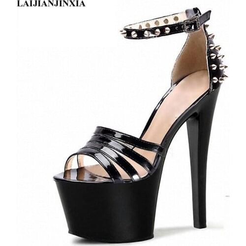 New 17cm high heels Party with hollow rivets bag with sandals nightclub shoe selling new selling womens Dance Shoes