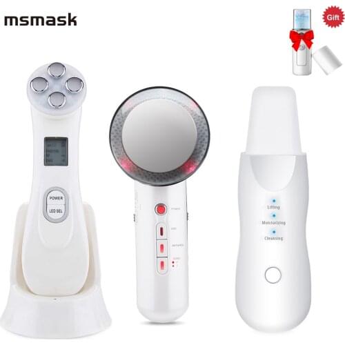 EMS Ultrasonic Facial Massage Facial Cleansing Peeling Pore Cleaner Skin Scrubber Far Infrared Face Skin Body Slimming LED Light