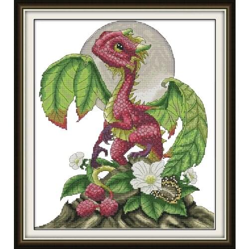Everlasting Love Raspberry Dragon Chinese Cross Stitch Kits Ecological Cotton Stamped 14CT 11CT DIY Christmas Wedding Decoration
