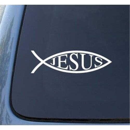 JESUS FISH Car Window Vinyl Decal Sticker 5.5" (Color: White) Truck Notebook Die Cut Sticker