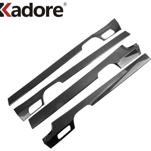 For Hyundai Palisade 2020 2021 Carbon Fiber Inner Door Panel Cover Trim Decoration Strip Sticker Car Interior Accessories LHD