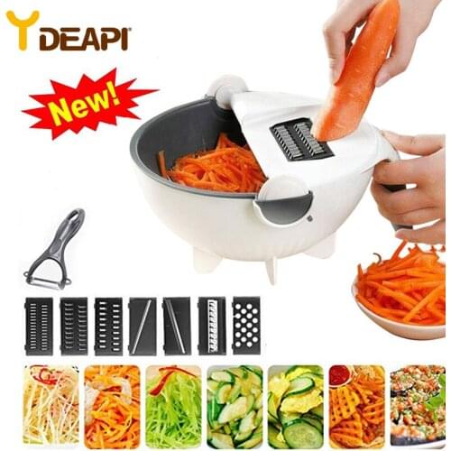 YDEAPI Multifunctional Magic Rotate Vegetable Cutter With Drain Basket Kitchen Veggie Fruit Shredder Grater Slicer DropShipping