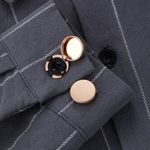 1 Pair Brass Round Cuff Button Cover Cuff Links for Mens Wedding Formal Shirt X7XB