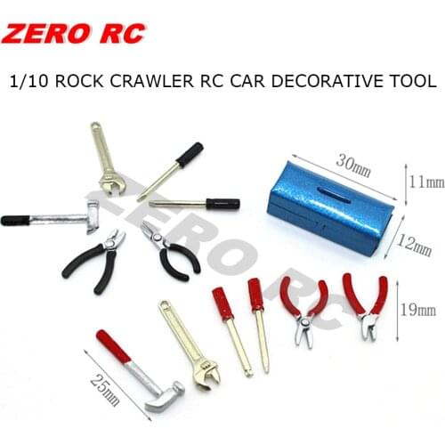 1/10 Rc Crawler Car Scale Accessories FULL METAL Garage Tool Box Set With Plyers Hammer Wrench For Axial SCX10 TRX-4 Wraith