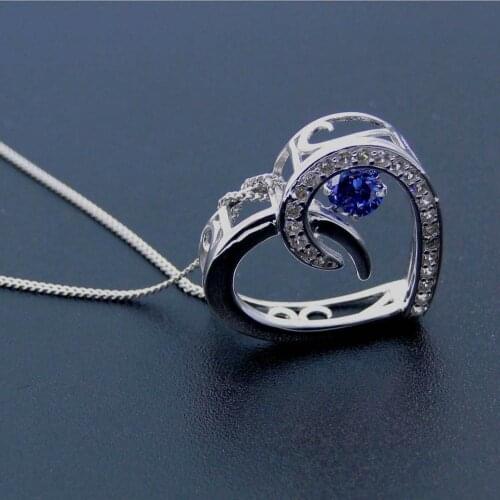 100% Real 925 Sterling Silver Dancing Jewelry Dancing Diamond Moving CZ Pendant Necklace For Gift