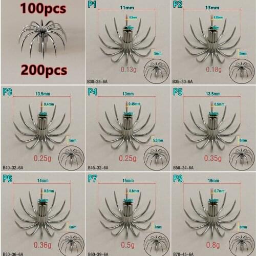 100pcs 200pcs Stainless steel small squid hooks P Umbrella Crown fishing fishhook P1-P8 Chile bait accessories J