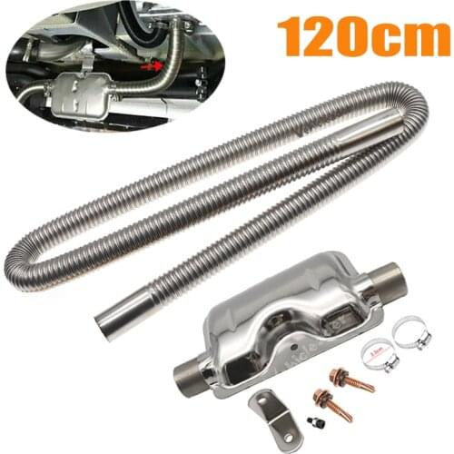 120cm Stainless Steel Exhaust Muffler Silencer Clamps Bracket Gas Vent Hose Portable Pipe Silence For Air Diesels Car Heater Kit
