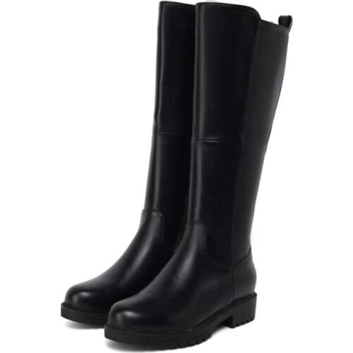 2021 Autumn and Winter Round Head Side Zipper Flat Bottom Large Womens Boots-D81-0