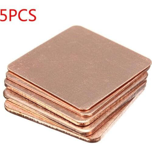 5 pcs Copper Heatsink, Thickness Heatsink Thermal Pad for Laptop, Chip Cooler, 0.3/0.5/0.8/1.0/1.2/1.5/2mm x 15x15/20x20mm