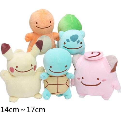 5 Styles Pokemon Ditto cosplay Pikachu Squirtle Bulbasaur Charmander Clefairy Plush Doll Stuffed Animal Dolls