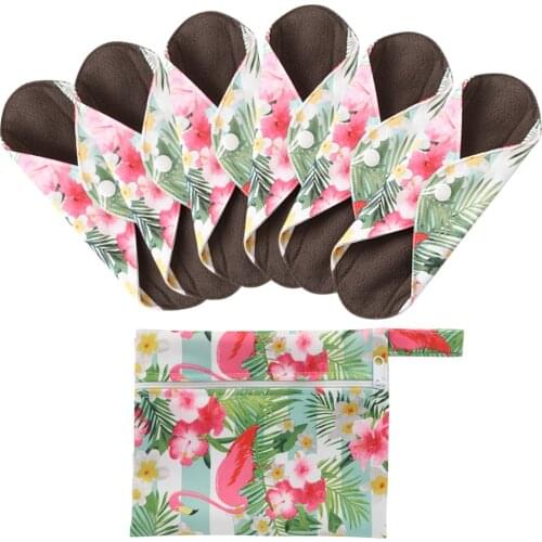 6+1Set Cloth Sanitary Menstrual Pads Reusable Washable Mama Menstrual Pad Bamboo Cotton Cloth Feminine Hygiene Panty Liner
