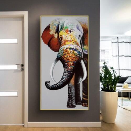 Abstract animals Canvas Painting Wall Art Posters And Prints Wall Art Colorful Elephant Picture for Kids Room Home Quadros Decor
