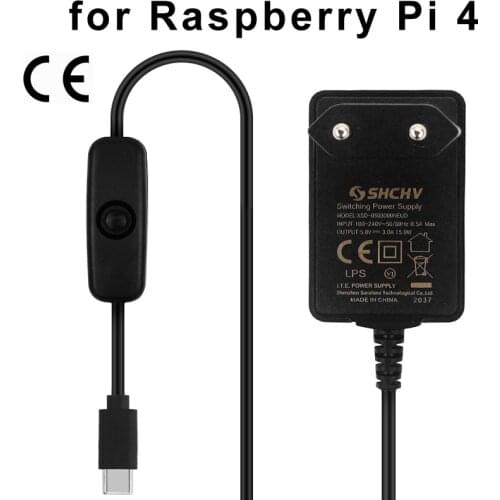 5V 3A Raspberry Pi 4 Power Adapter with ON/OFF Switch CE Certified Power Supply Type C EU US Charger for Raspberry Pi 4 Model B