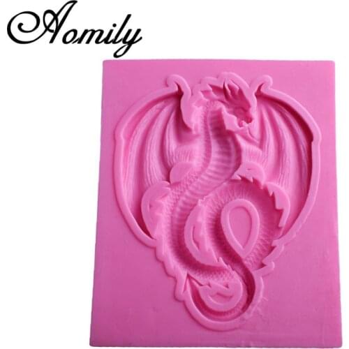 Aomily Flying Dragon Dinosaur Fondant Mold Cake Jelly Sugar Craft Chocolate Moulds Ice Cube Molds Tools Baking Accessories