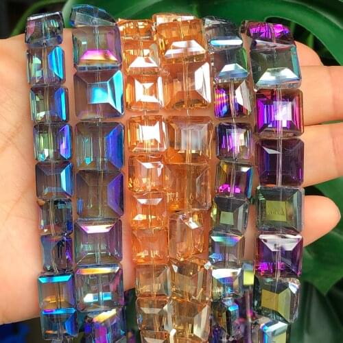 10pcs 10/13mm Flat Square Faceted Cut Austria Crystal Glass Loose Crafts Beads lot for DIY Jewelry Making Diy Accessories