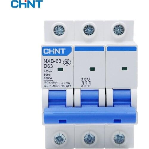 CHNT NXB-63 Miniature circuit breaker MCB 6kA type D 3P 380V 400 V 415V 1A 2A 3A 4A 6A 10A 16A 20A 25A 32A 40A 50A 63A