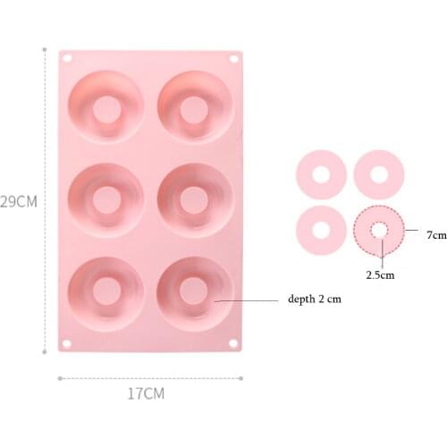 6-Cavity Donut Mold DIY Cake Mould Kitchen Tool Chocolate Biscuit Cake Mold Non-Stick Candy 3D Mold Silicone Donut Baking Pan