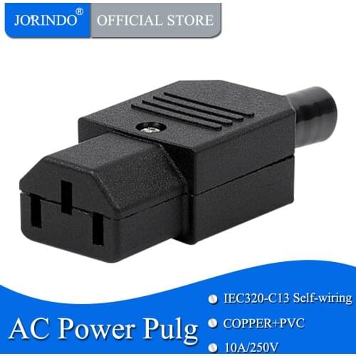 JORINDO IEC C13 Rewirable Horizontal Connector IEC 320 C13 detachable Electrical power cable plugs Dismantling AC Power Cord