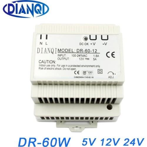 DIANQI Din rail power supply 5V/12V/24V power suply ac dc converter DR-60-5V/12V/24V good quality